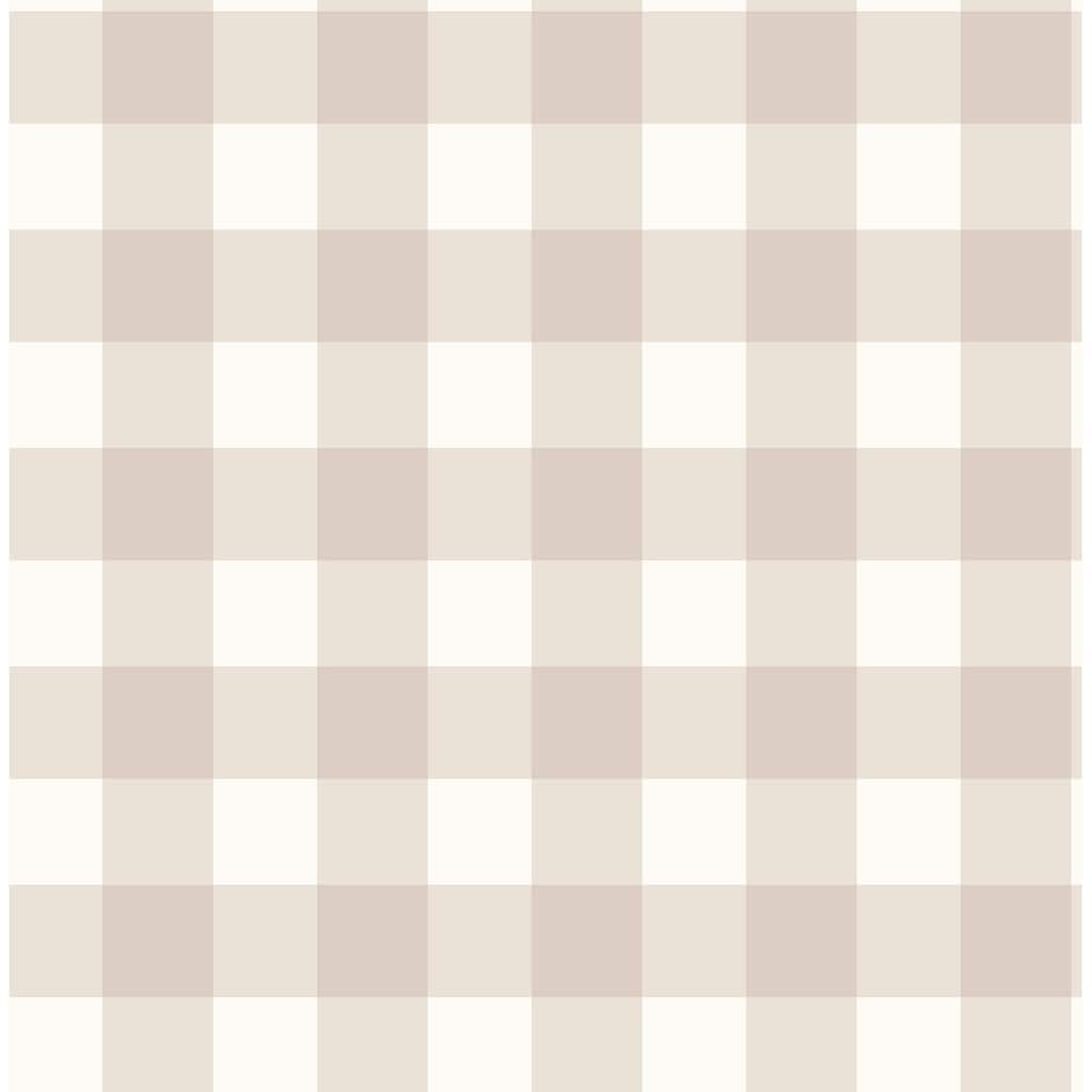 Fine Decor Patrice Light Brown Gingham Wallpaper - N/A