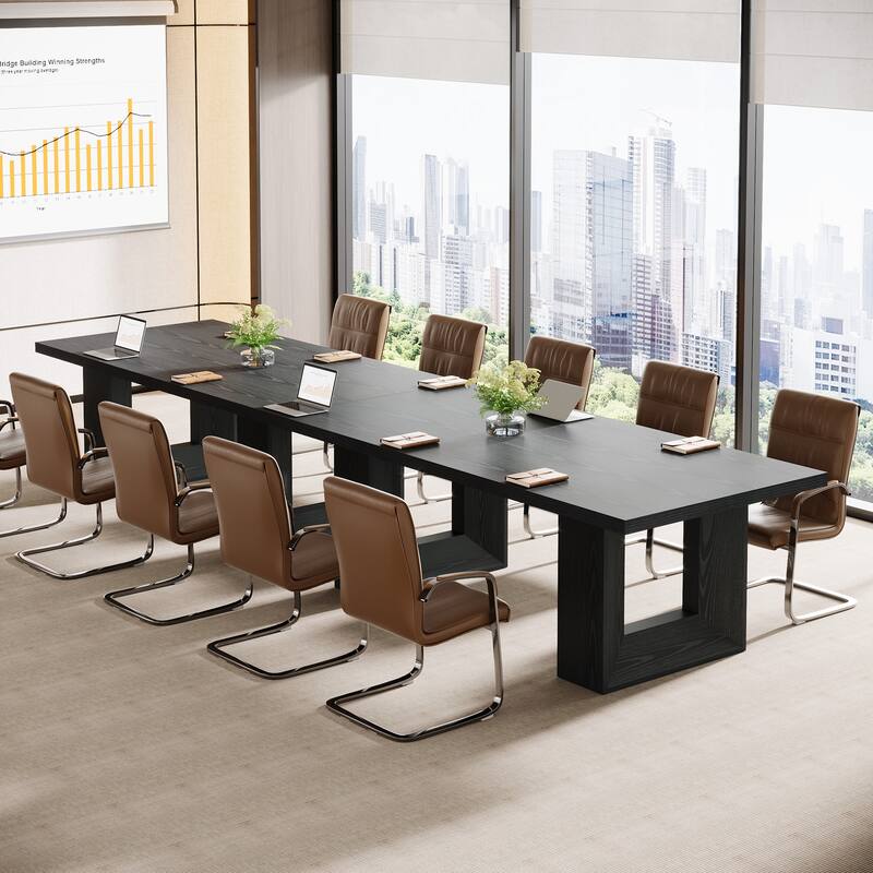 63'' Conference Table with Geometric Base, Home Office Computer Executive Desk