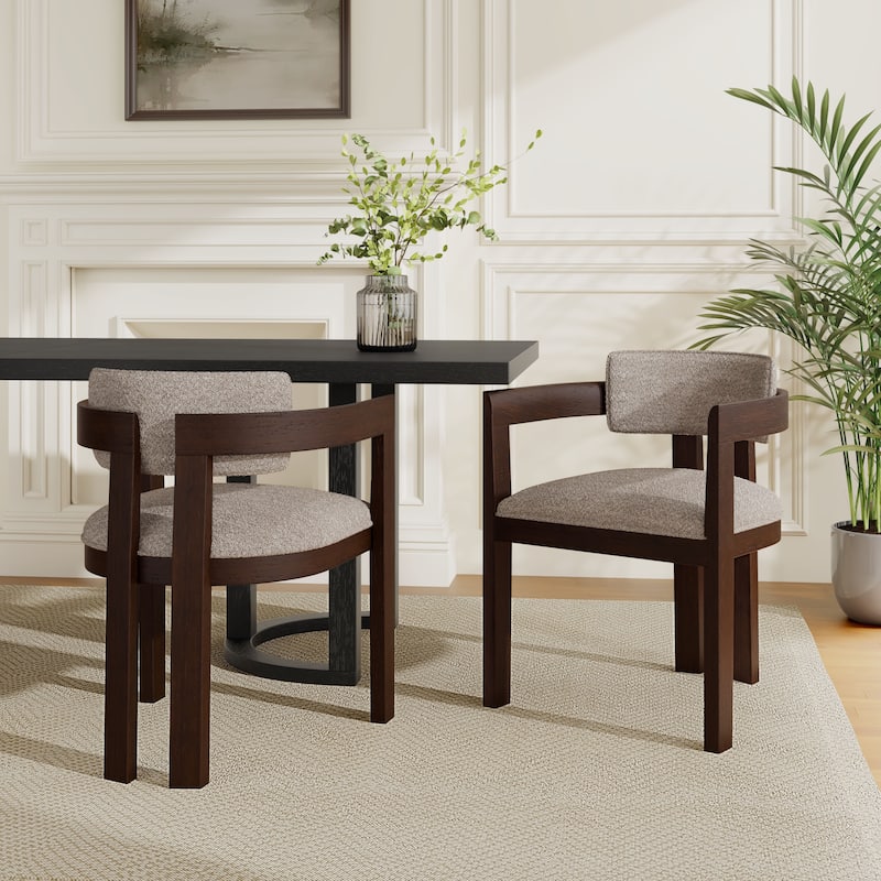 Conrad Sophisticated Modern Dining Chair With Armrest and Solid Wood Frame by Christopher Knight Home - Espresso+Light Brown