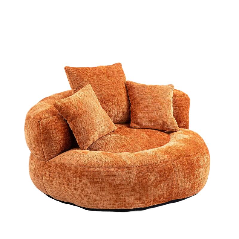 Chenille Upholstered Durable Comfort Lounger High Back Bean Bag Lazy Sofa With Three Pillows