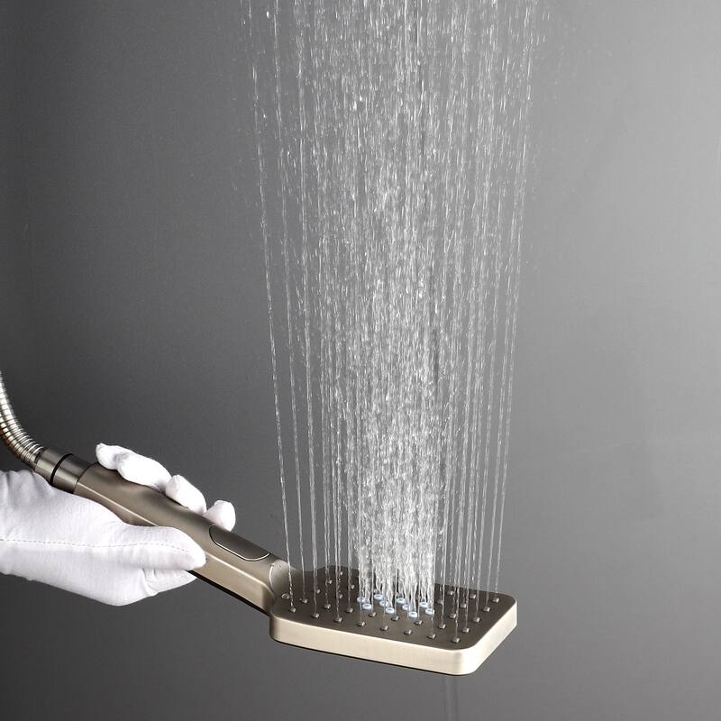 Clihome 10"Square Brushed Nickel Finish Showerhead and HandHeld Shower