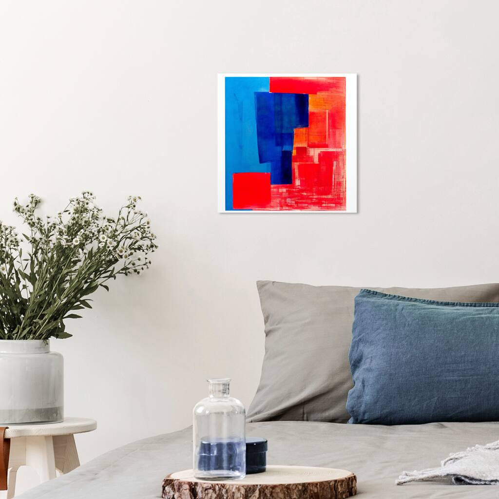 Wynwood Studio Abstract Hot and Cold Abstract Blue and Modern & Contemporary Wall Art Canvas Print