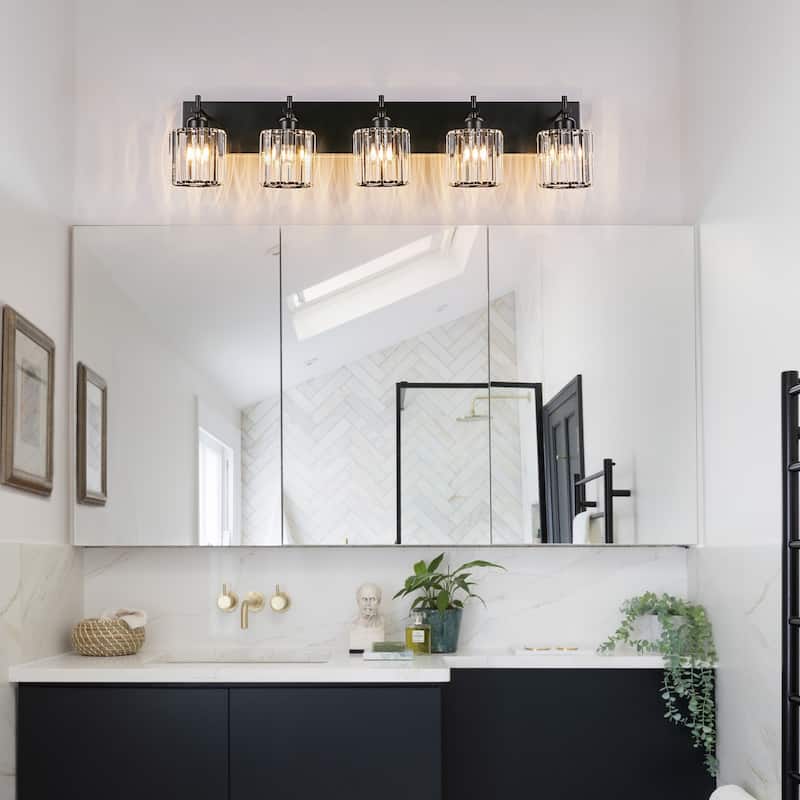 Mid-Century Modern Dimmable Bathroom Vanity Light Crystal Glass Wall Sconce