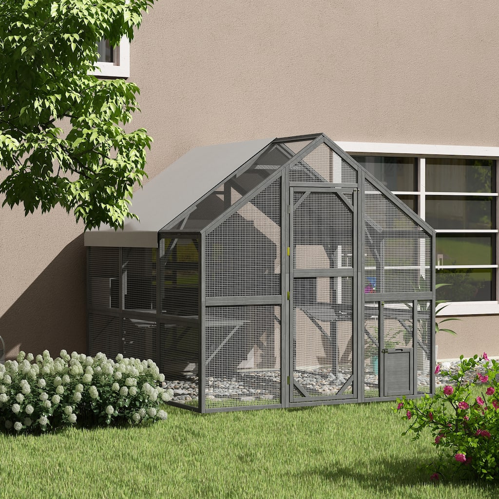 Outdoor Catio Cat House 74" H Large Cat Enclosures ,UV proof Cover
