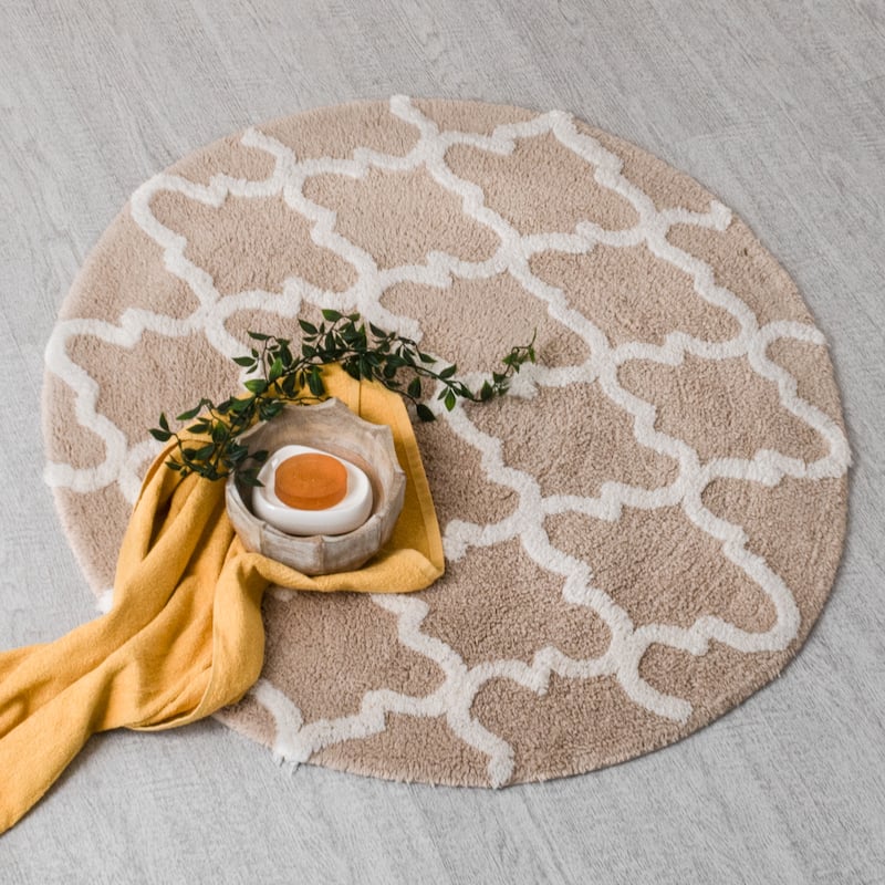 MH London Savannah Indoor Cotton Bath Mat - 36" Round - Beige