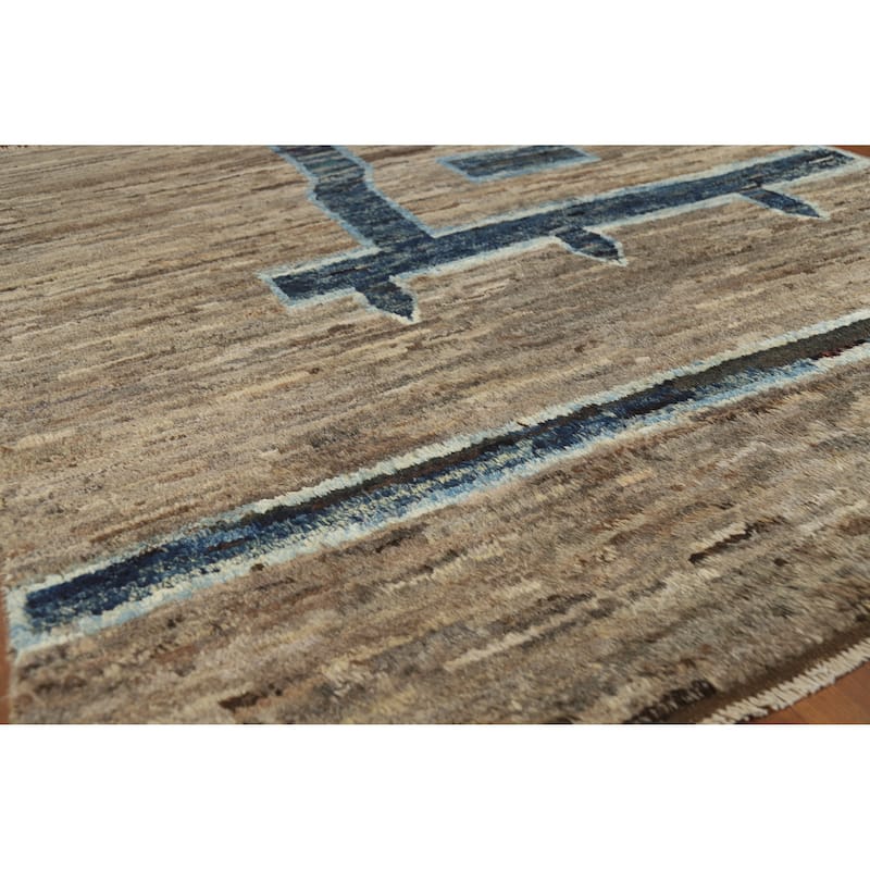 Geometric Moroccan Rug Hand-Knotted Bedroom Wool Carpet - 5'3" x 6'5" - 5'3" x 6'5" - Grey