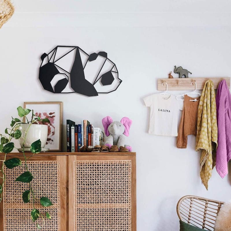 Panda Metal Wall Art, Home Living Room Nursery Decor