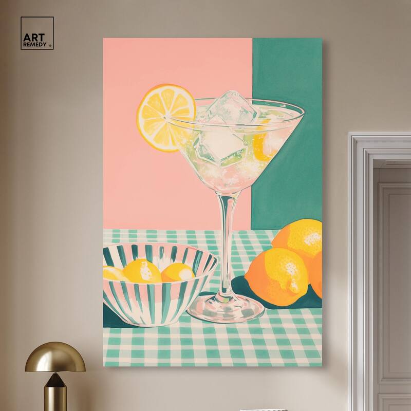 Lemon Slice Drink Canvas by Art Remedy, Gallery Wrapped