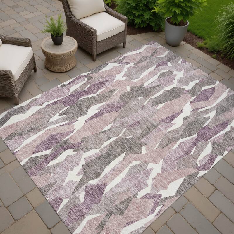 Machine Washable Indoor/ Outdoor Contemporary Dylan Chantille Rug - Blush - 8' x 10'