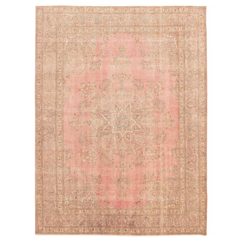 ECARPETGALLERY Hand-knotted Antalya Vintage Salmon Wool Rug - 8'2 x 10'11 - Salmon - 8'2 x 10'11