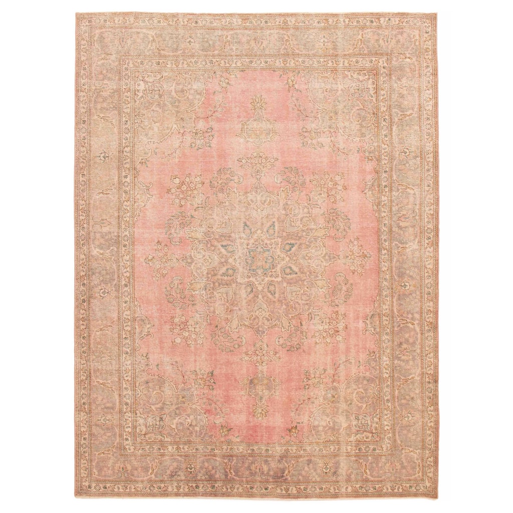 ECARPETGALLERY Hand-knotted Antalya Vintage Salmon Wool Rug - 8'2 x 10'11