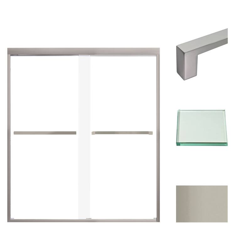 Transolid FBPT607008C-S 70" High x 59" Wide Bypass Frameless Shower - Brushed Stainless