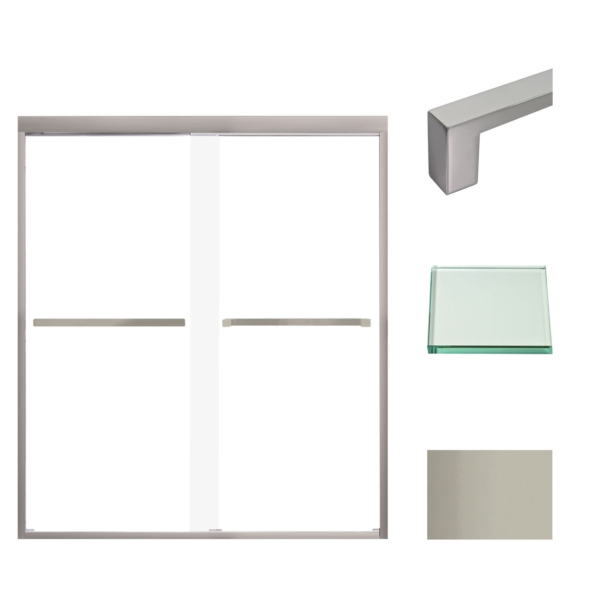 Transolid FBPT607008C-S 70" High x 59" Wide Bypass Frameless Shower