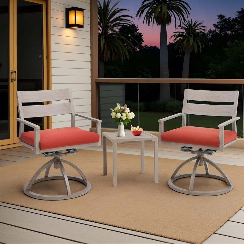 Outdoor Patio Swivel Aluminum Dining Chairs with Sunbrella Fabric Cushion