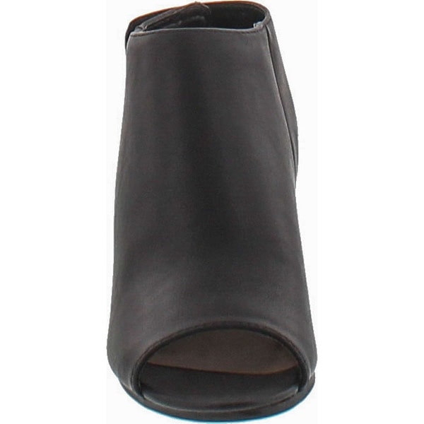 peep toe booties low heel black