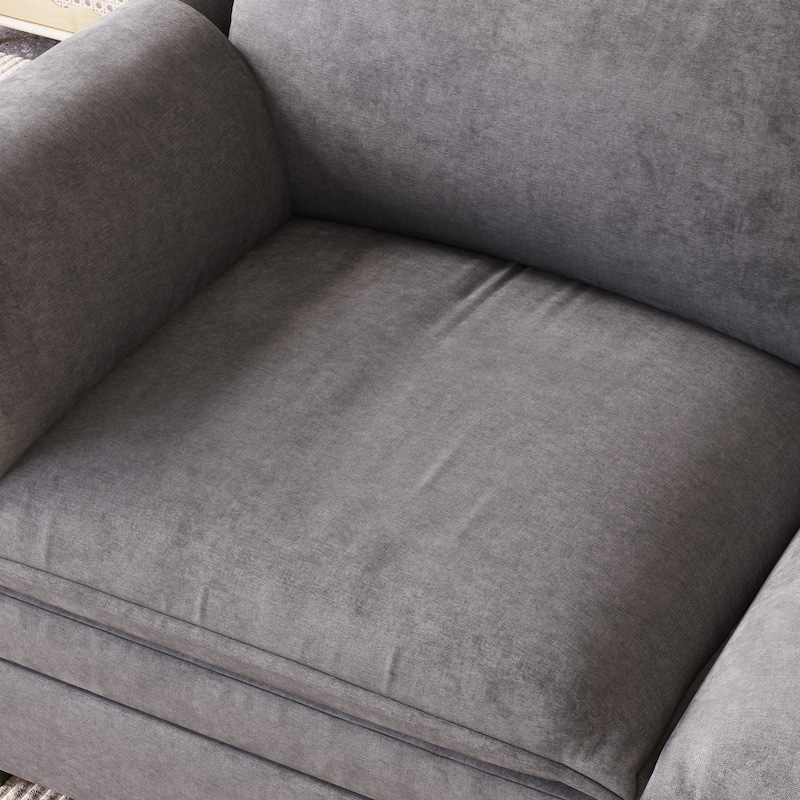 Solid Wood Loveseat Sofa, Fabric Upholstered Straight-Row 2 Seat Sofa, Lounge Sofa with Armrests for Small Spaces, Bedroom
