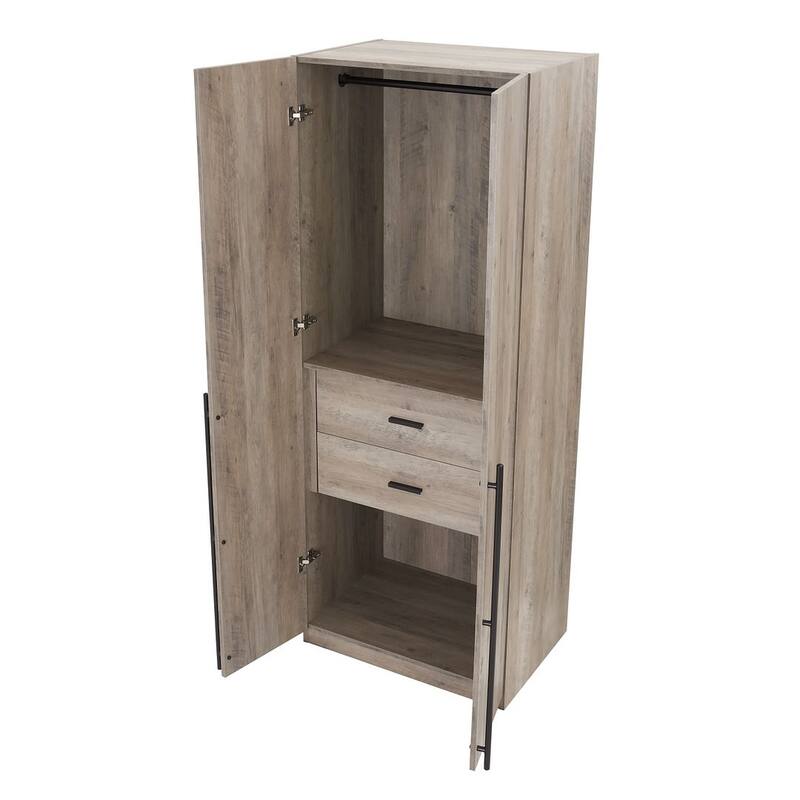 Manhattan Comfort Lee Modern Freestanding 2-Piece Module Wardrobe Closet Armoire