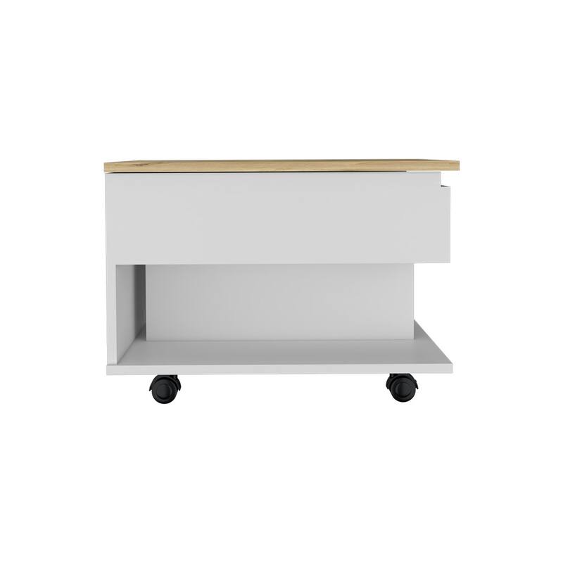 Wood Coffee Table for Living Room,One Open Shelf,Casters,for Living Room