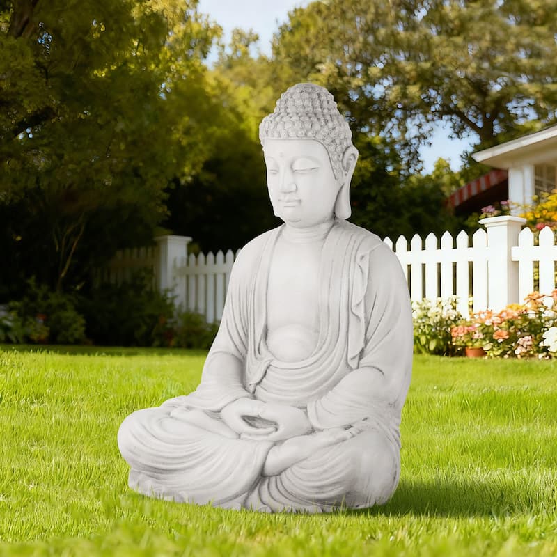 Glitzhome Zen-Style MgO Meditating Garden Buddha Statues Monk Sculpture Indoor Outdoor