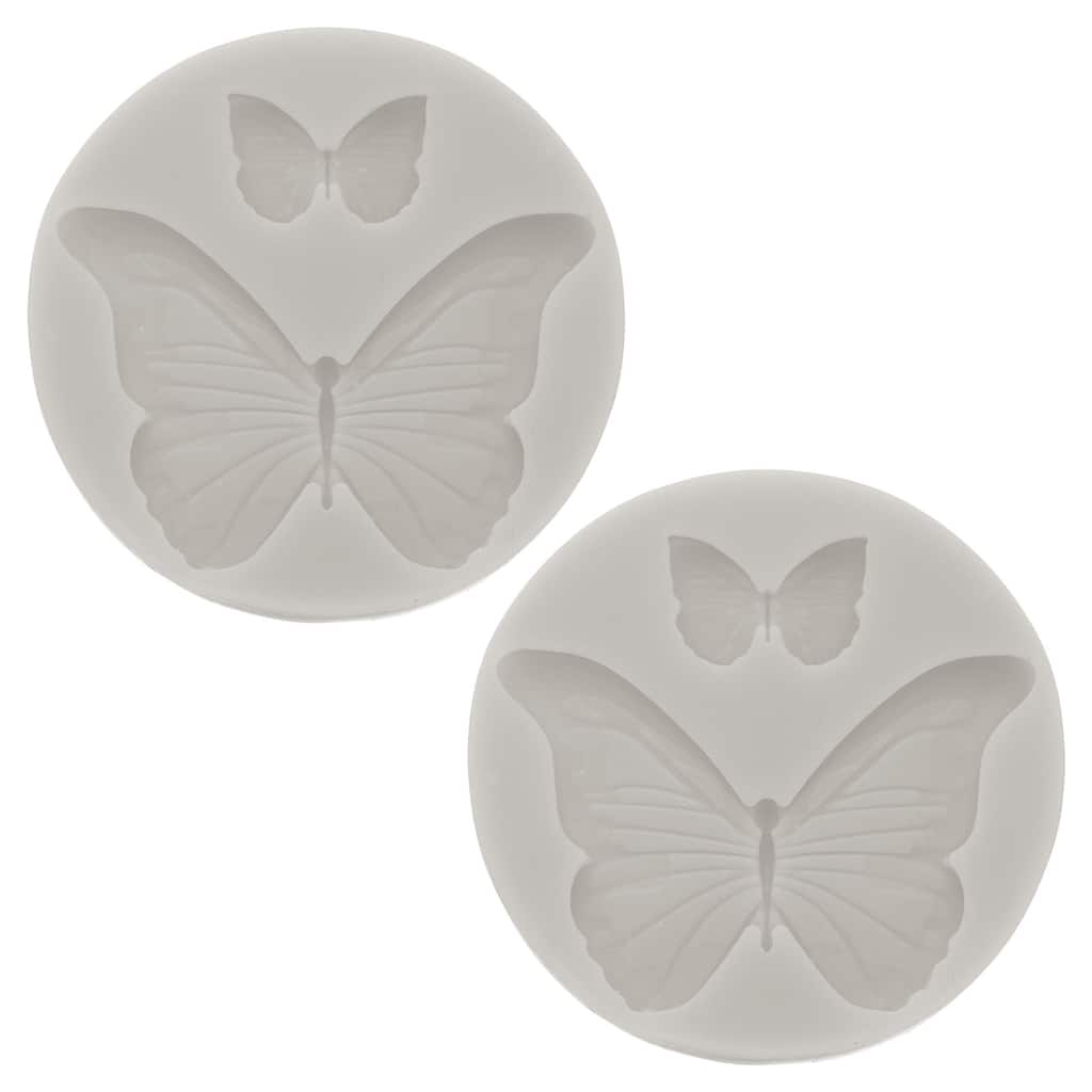 2pcs Polymer Clay Mold, Fondant Mold 2 Butterfly Mold Silicone Rose