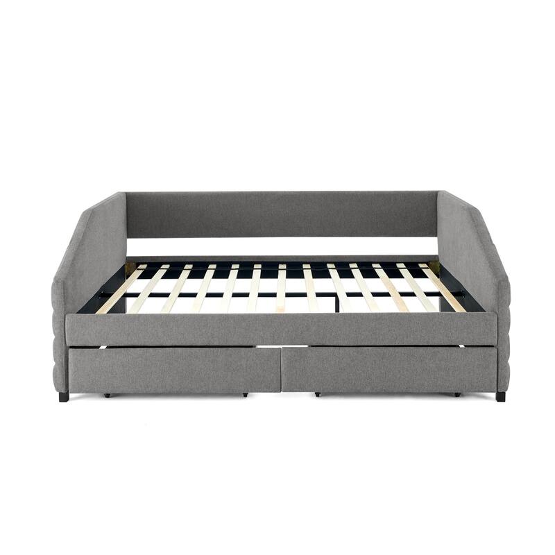 Daybed With Trundle Upholstered Tufted Sofa Bed, Linen Fabric