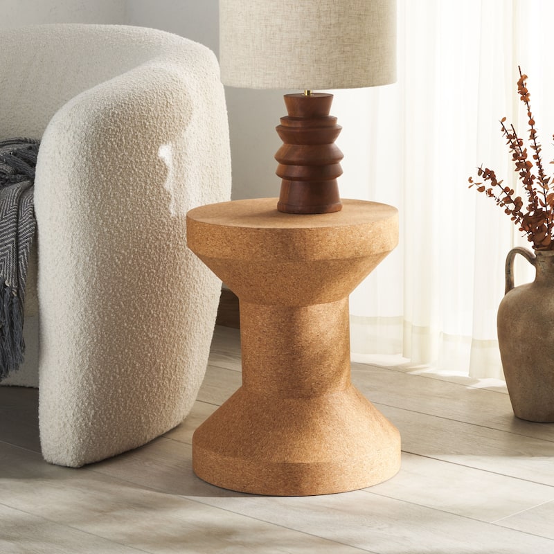 SAFAVIEH Couture Katalisa Cork Drink Table - 12"W x 12"D x 16"H - Cork