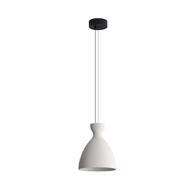 Aethera 10" LED Pendant in White Sandstone Cement - Gold