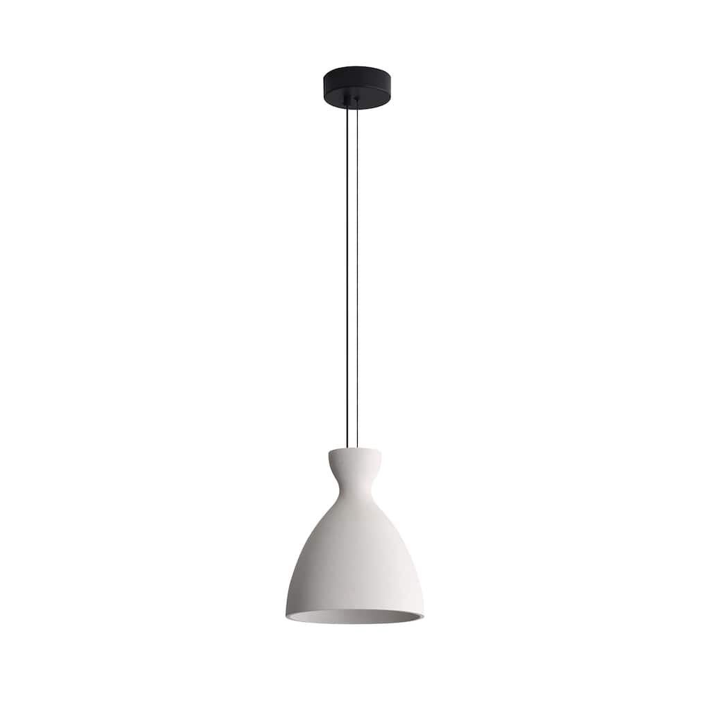 Aethera 10" LED Pendant in White Sandstone Cement - Gold