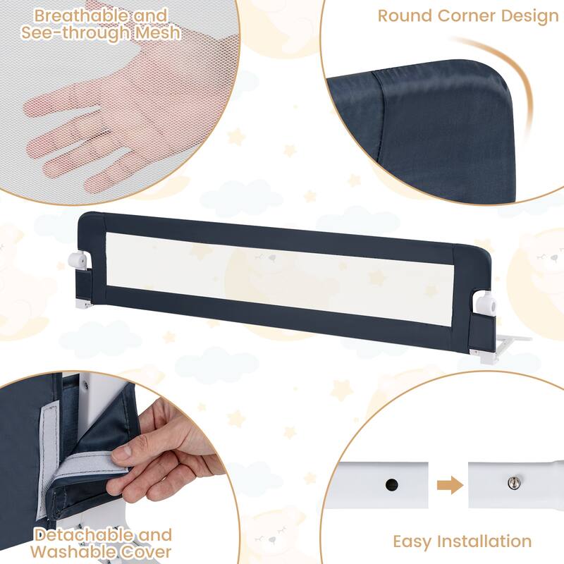 Gymax 2PCS 71'' Toddler Foldable Bed Rail w/ Adjustable Safety Strap