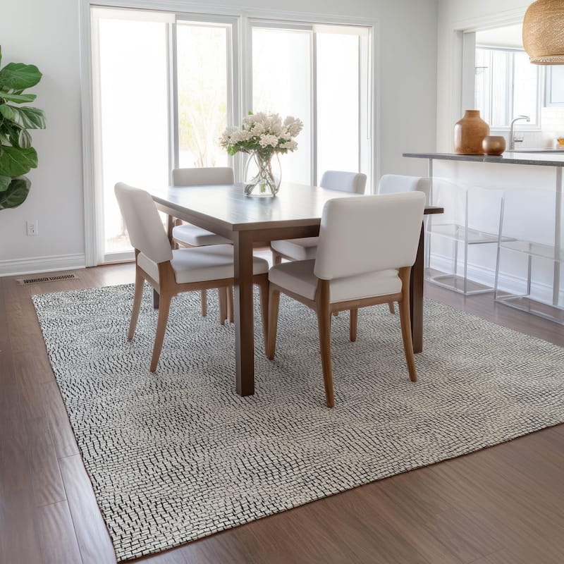 Machine Washable Indoor/ Outdoor Solid Causal Chantille Rug