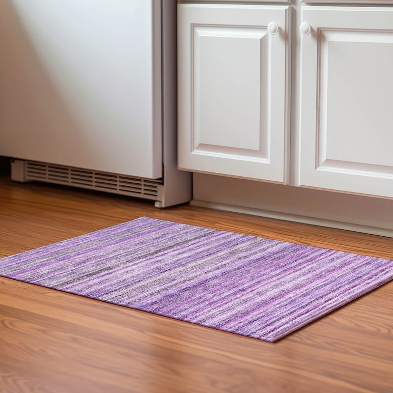 Premium Washable Super Soft Stripe Mayfield Rug - Purple - 1' 8" x 2' 6" - Rectangle