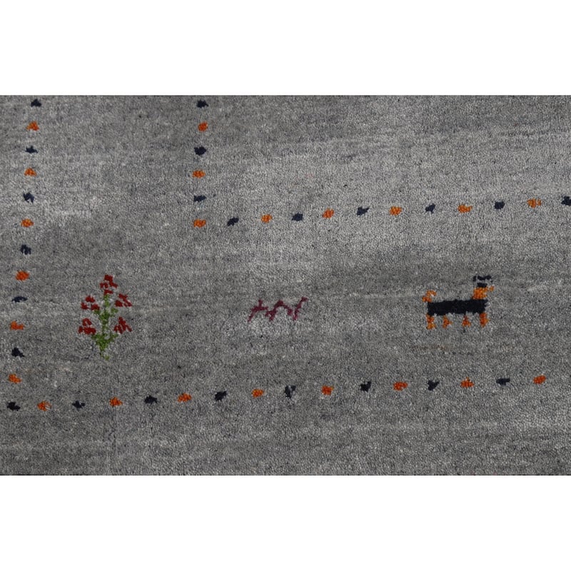 Hand Knotted Oriental 100% Wool Carpet Tribal Tribal Greys & Charcoal Gabbeh Area Rug - 7' 9'' X 4' 11''