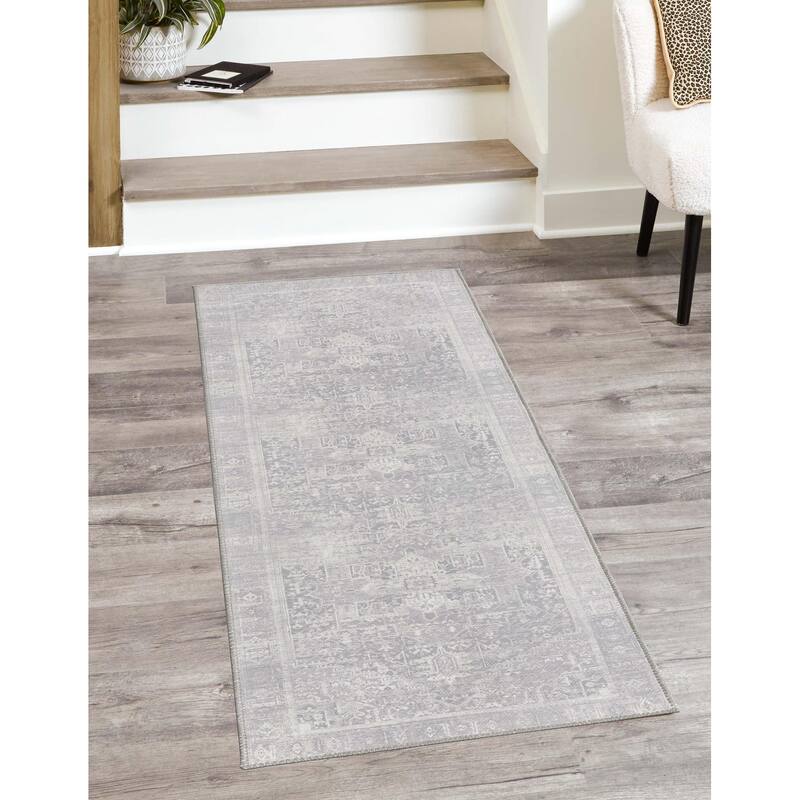 Transitional Rine Collection Area Rug - 2'x6' - Gray