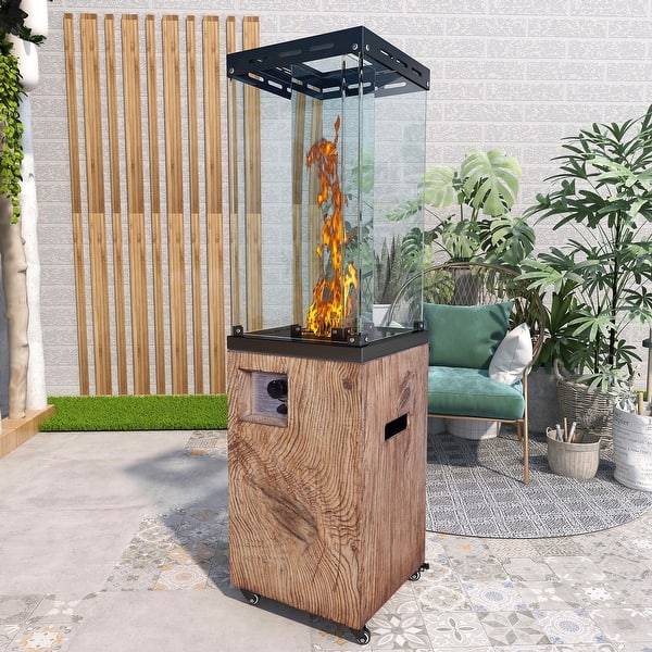 Glass Top 41,000 BTU Propane Fire Pit Outdoor Smokeless Patio Heater