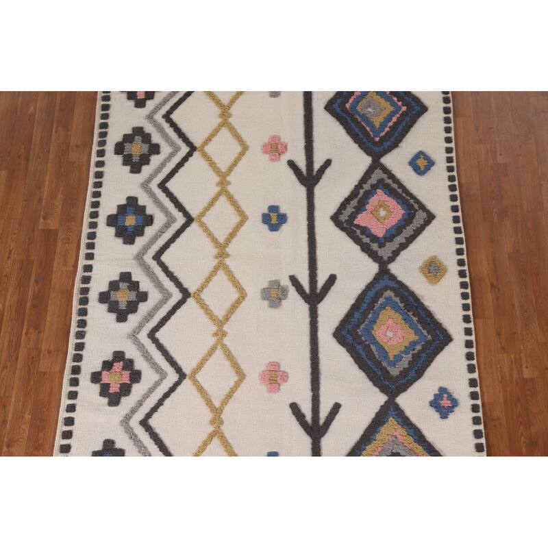 Moroccan Indian Area Rug Handmade Wool Carpet - 5'4"x 7'6"