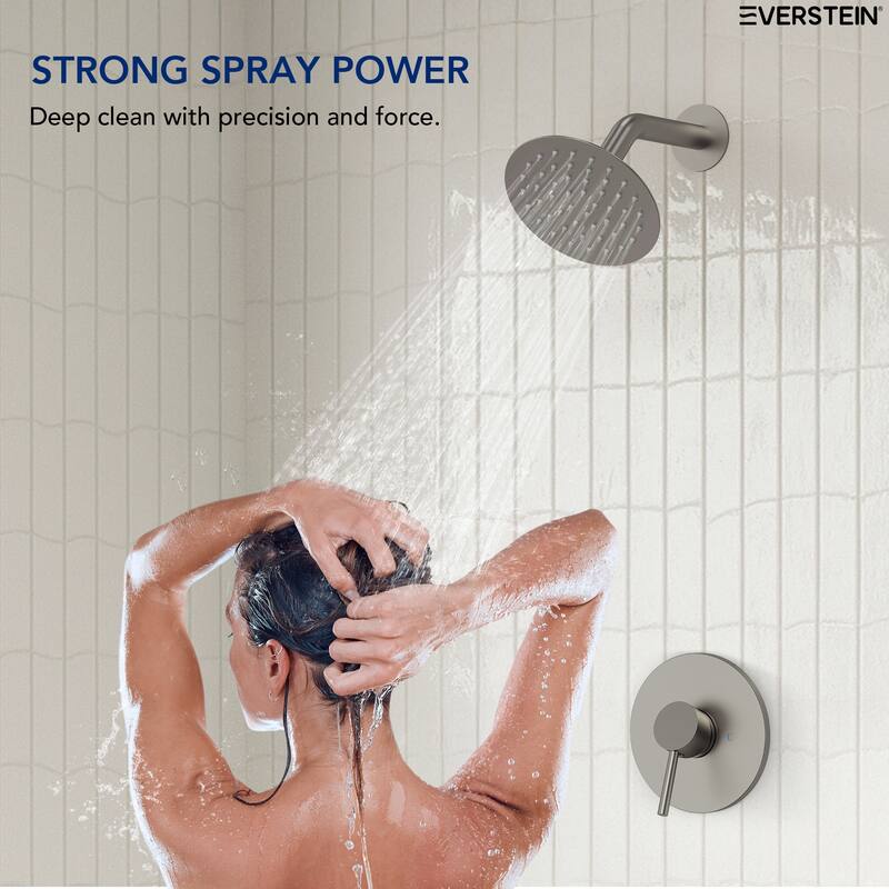 Single-Function Shower Faucet Stainless Steel Rain Shower Head with Pressure-Balanced Valve