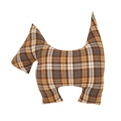 Plaid Scotty Dog Poly Filled Throw Pillow