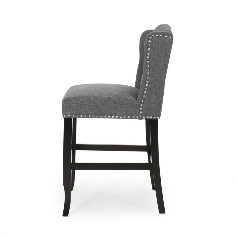 Vienna Contemporary Fabric Tufted Wingback 27 Inch Counter Stools, Set of 2