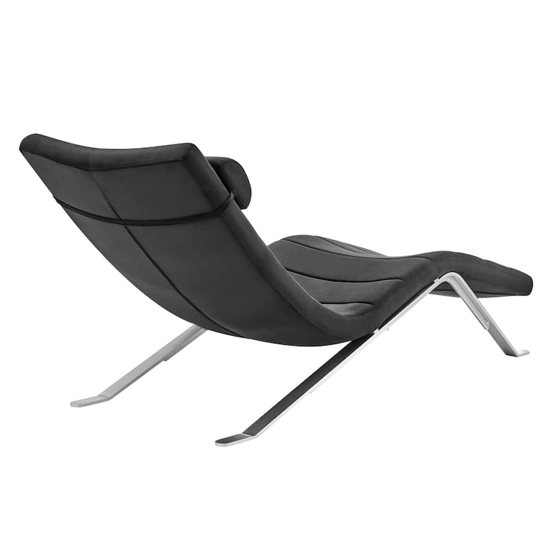 HomeRoots 66" Black and Silver Velvet Lounge Chair - 65.95' X '32.49' X '26.38