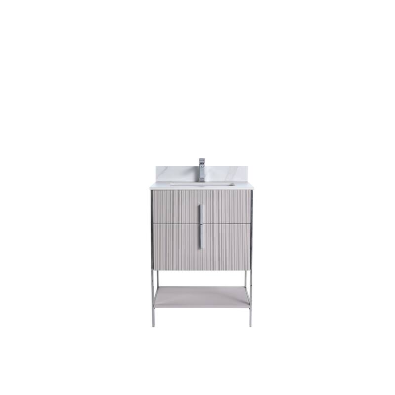 Fine Fixtures Serenity Modern Bathroom Vanity with White Carrara Stone Top