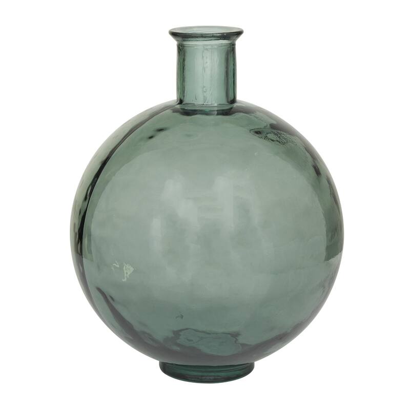 Recycled Glass Handmade Spanish Bottle Decorative Vase - Blue, Teal, Clear, Brown, Green - Roche River Decor - Green - 13"W, 17"H