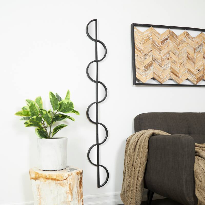 Metal Slim Stacked Chain 5 Layer Wall Mirror with Various Pattern and Foil Detailing - Silver, Gold, or Black