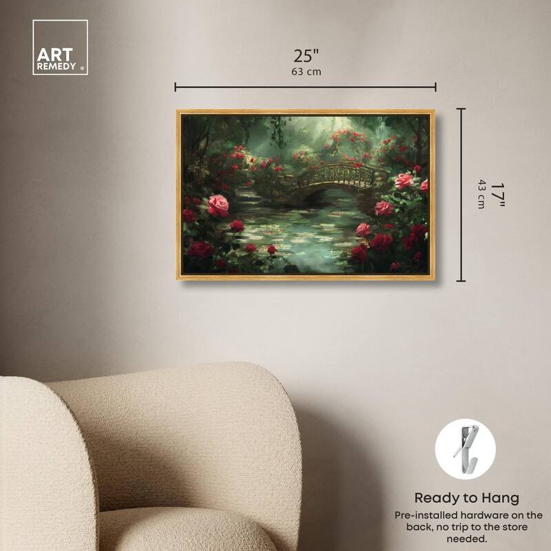 Rose Garden Bridge Canvas by Art Remedy