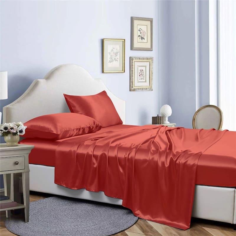 Bibb Home Silky Satin 4 Piece sheet set