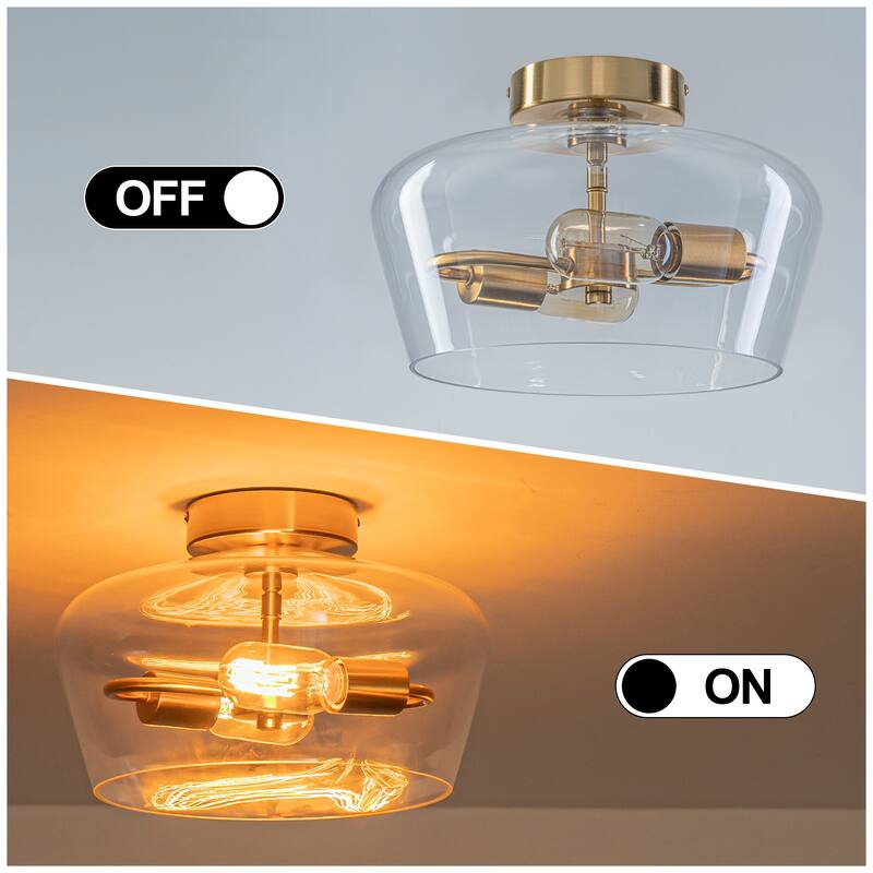 Starsky 2-Light Contemporary Drum Glass Semi Flush Mount