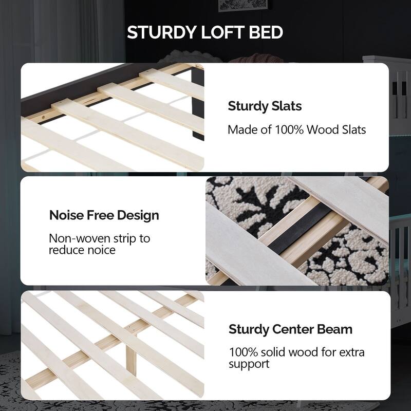 Twin Bunk Bed with RGB LED Strip and Charging Station
