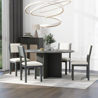 5-Piece Retro Functional Dining Set With1 Extendable Table with a 16 ...