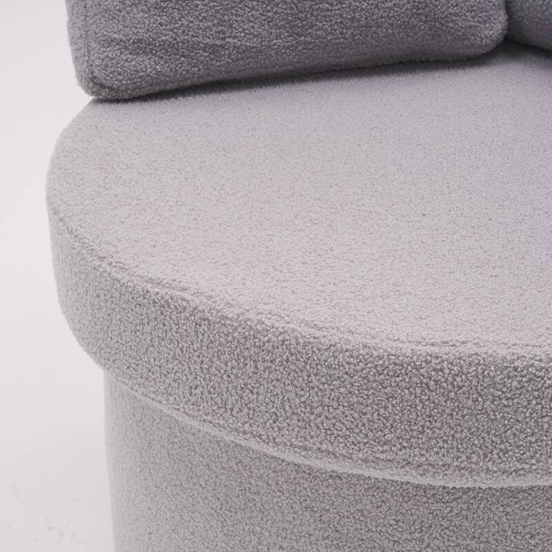 Teddy Fabric Swivel Storage Chair With Back Cushion