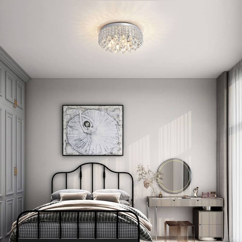 Silver Orchid Taylor Iron Shade Crystal Flush Mount Chandelier