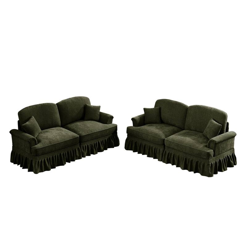 GDFStudio - Classic Modular Chenille 2-Seater 76.4" Loveseat Set with Flared Arms (Set of 2)
